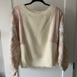Anthropologie Elegant Cream and Blush Sweater